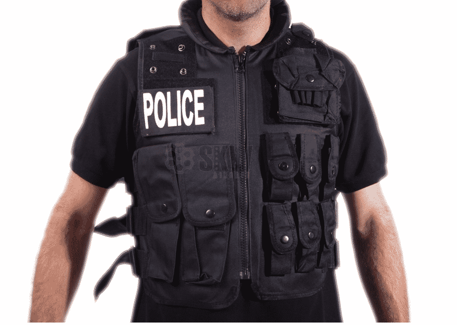 Gilet Veste Tactique SWAT POLICE Multipoche - Noir